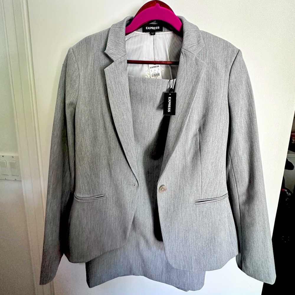 Gray Express Skirt and Blazer Suit Set.  Size 12.  NWT